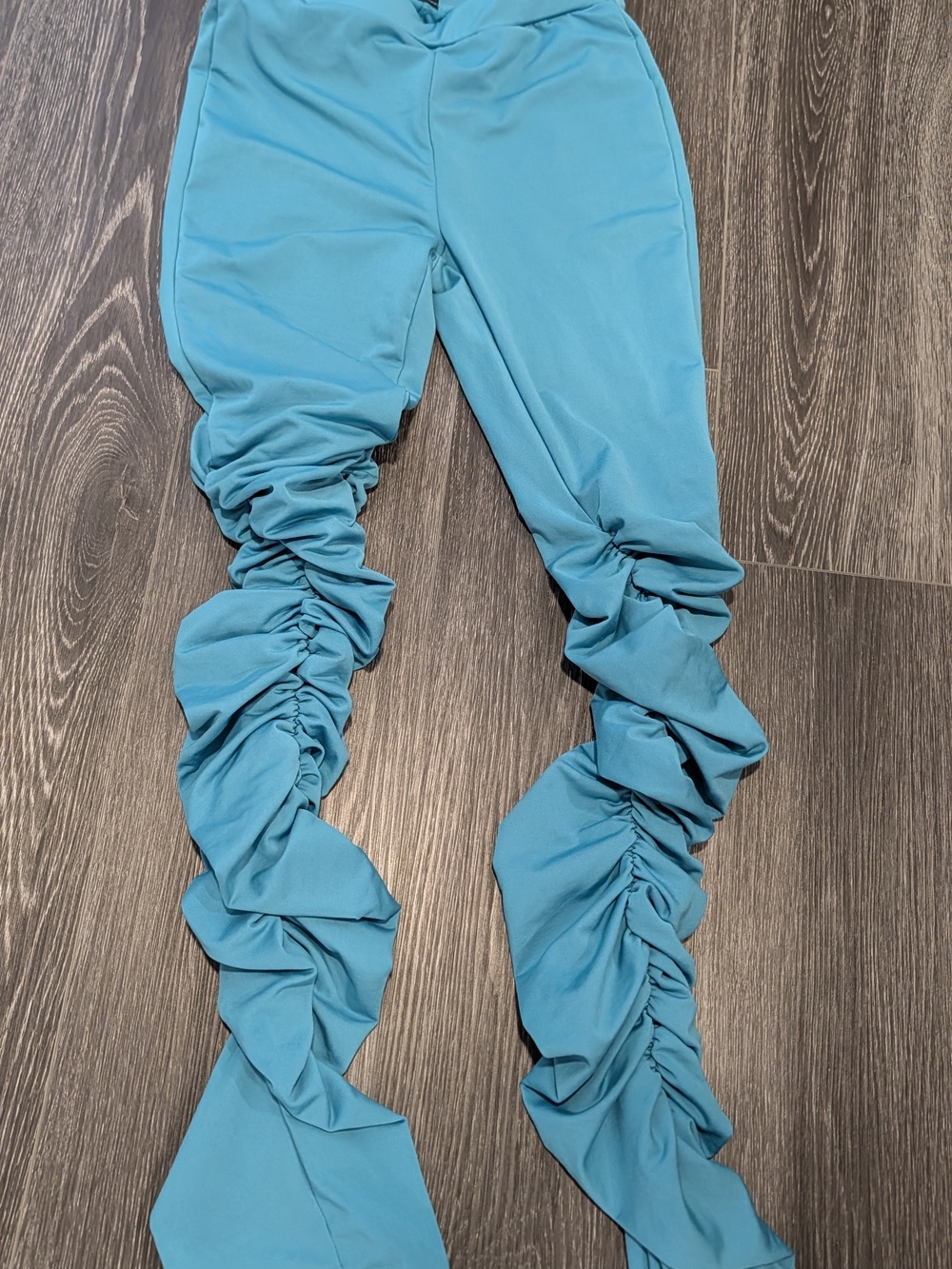SHEIN Turquoise Ruched Women's Leggings